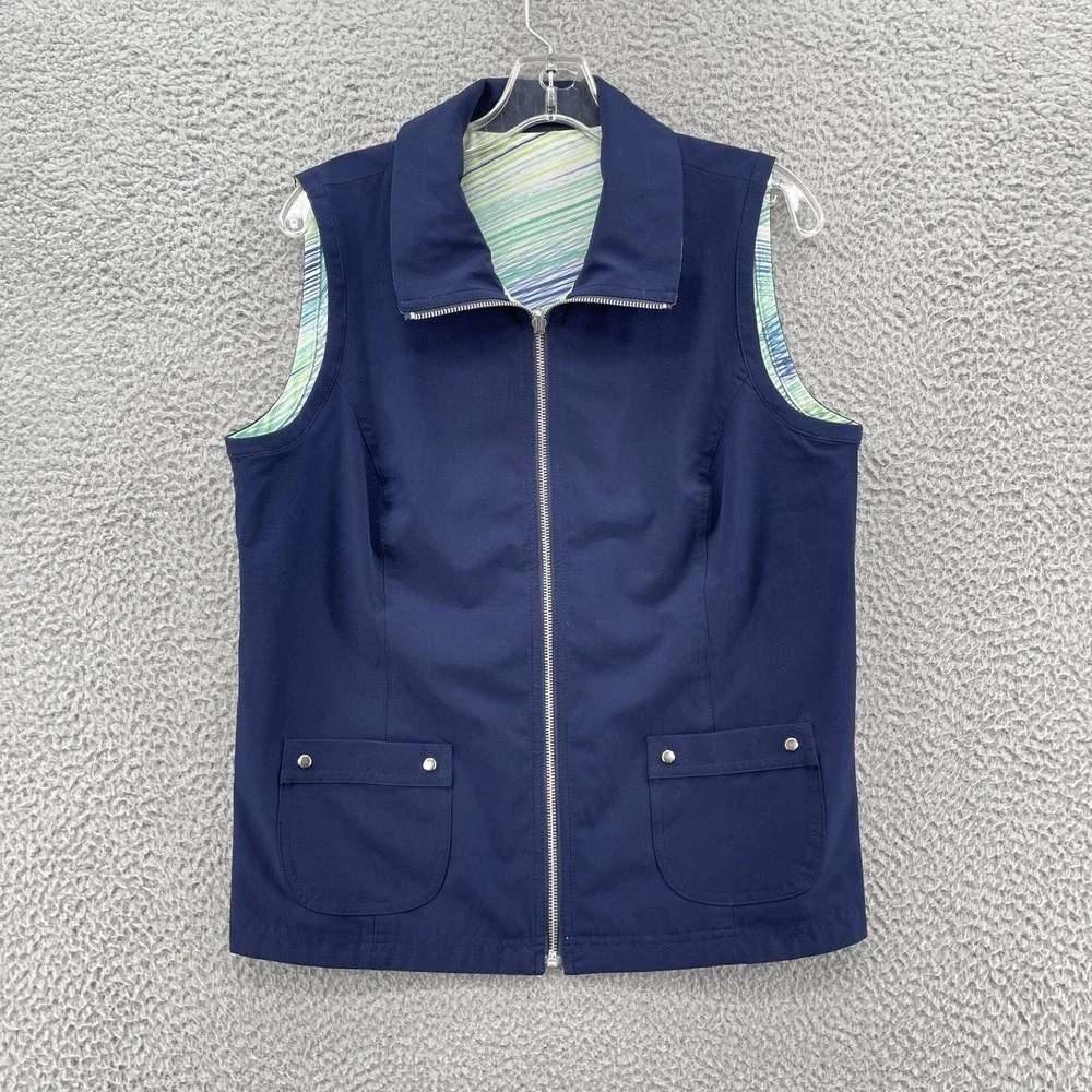 Chicos Golf Zenergy Vest Womens 1 Reversible Athleisure Country Club Performance